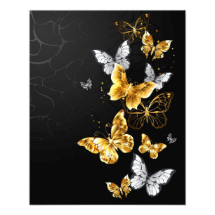 Gold und weiße Schmetterlinge Fotodruck