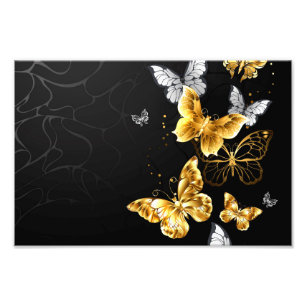 Gold und weiße Schmetterlinge Fotodruck