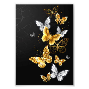 Gold und weiße Schmetterlinge Fotodruck