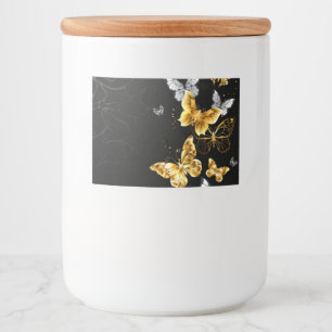 Gold und weiße Schmetterlinge Lebensmitteletikett