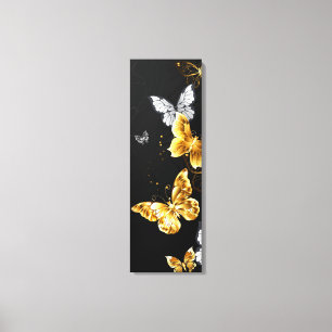 Gold und weiße Schmetterlinge Leinwanddruck