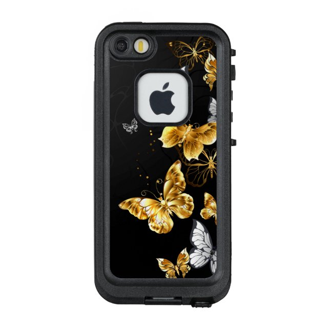 Gold und weiße Schmetterlinge LifeProof iPhone Hülle (Rückseite)