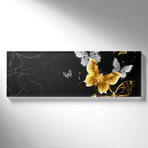 Gold und weiße Schmetterlinge Namenschild