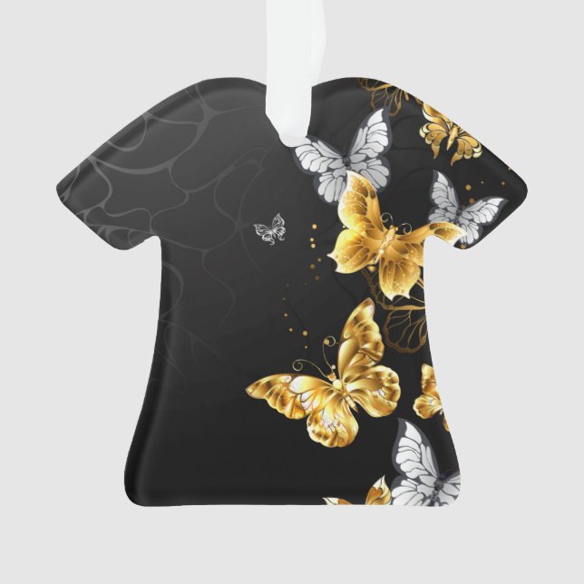 Gold und weiße Schmetterlinge Ornament (Vorderseite)