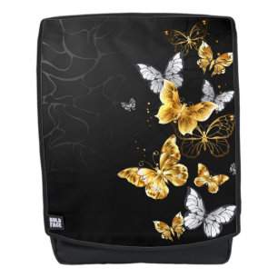 Gold und weiße Schmetterlinge Rucksack