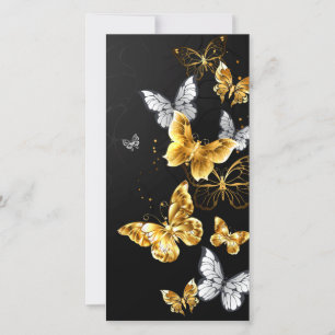Gold und weiße Schmetterlinge Save The Date