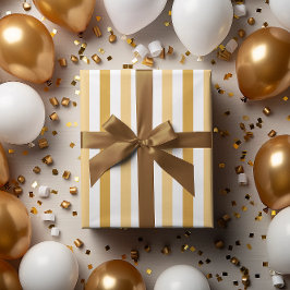 Gold und weiße Streifen Frohes Neues Jahr Geschenkpapier