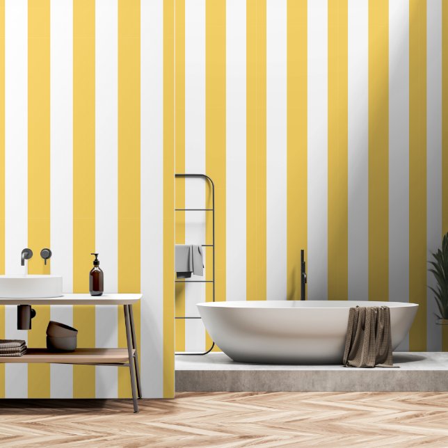 Gold und weiße Streifen Tapete (Badezimmer)