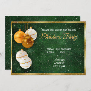 Gold und weiße Weihnachtsbälle Einladung