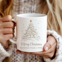 Gold und weiße Weihnachtsbaume mit Familienname