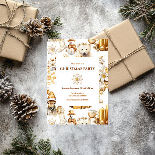 Gold und weiße Weihnachtssymbole Einladung