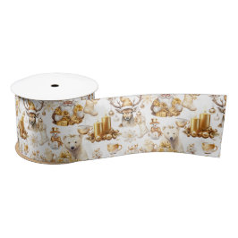 Gold und weiße Weihnachtssymbole Satinband