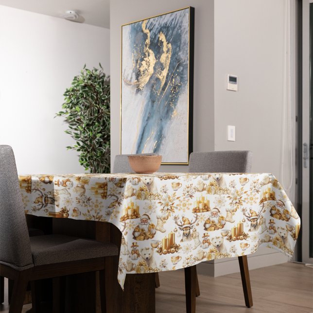 Gold und weiße Weihnachtssymbole Tischdecke (Von Creator hochgeladen)