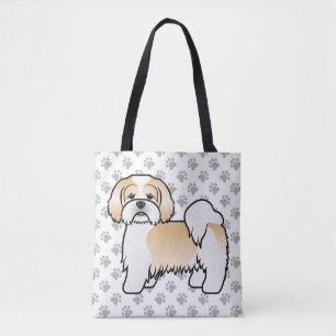 Gold- und Weißer Lhasa Apso Cartoon-Hund & Pfoten