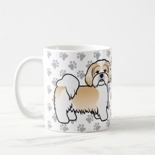 Gold- und weißer Lhasa Apso süßer Cartoon-Hund Kaffeetasse