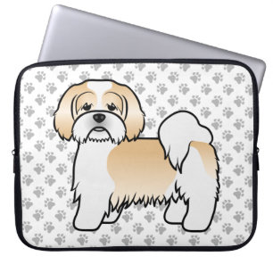 Gold- und weißer Lhasa Apso süßer Cartoon-Hund Laptopschutzhülle