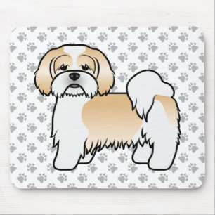 Gold- und weißer Lhasa Apso süßer Cartoon-Hund Mousepad