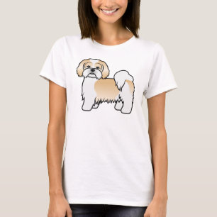 Gold- und weißer Lhasa Apso süßer Cartoon-Hund T-Shirt