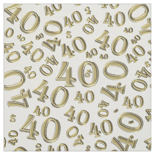 Gold und weißes Typografie-Muster der Nr.-40 Stoff
