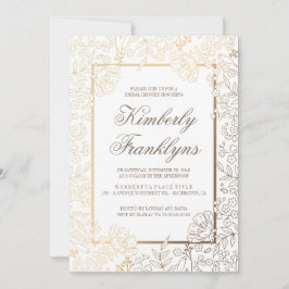 Gold und weißes Vintages mit BlumenBrautparty Einladung