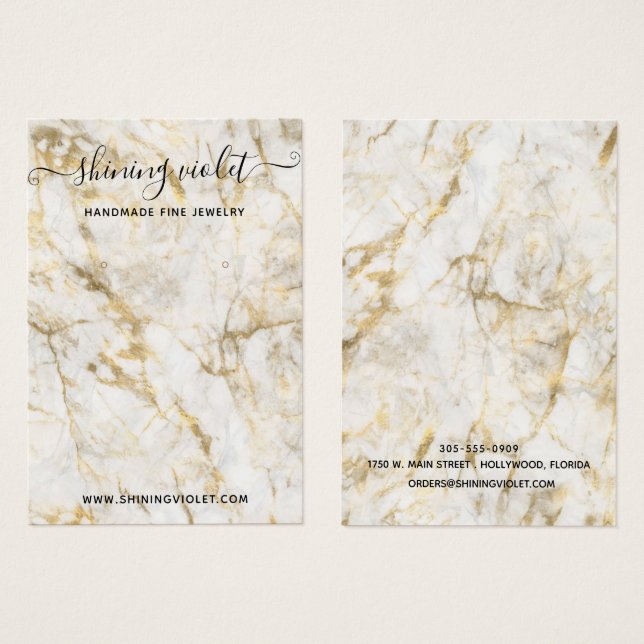 Gold- und Weißmarmor-Ohrring & Nekklace-Display (Vorne & Hinten)