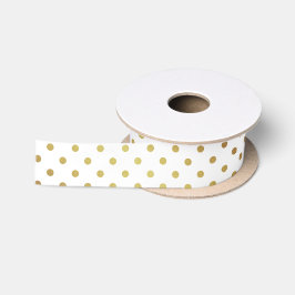 Gold- und Weißpolka-Punkte Satinband