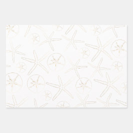 Gold und Whilte - Strand, nautisch Geschenkpapier Set