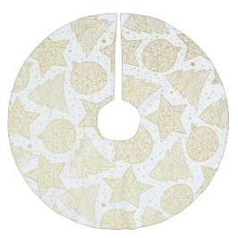 Gold und White Christmas Pattern Baumrock Polyester Weihnachtsbaumdecke
