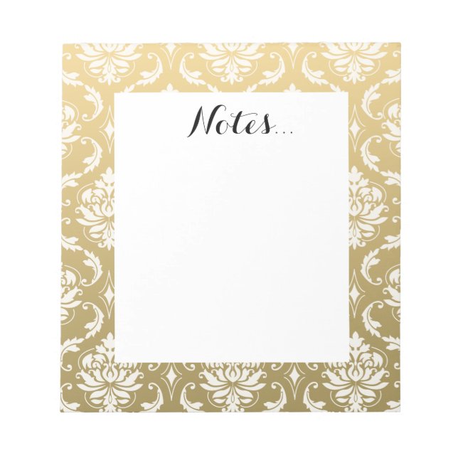 Gold und White Classic Damask Notizblock (Vorderseite)
