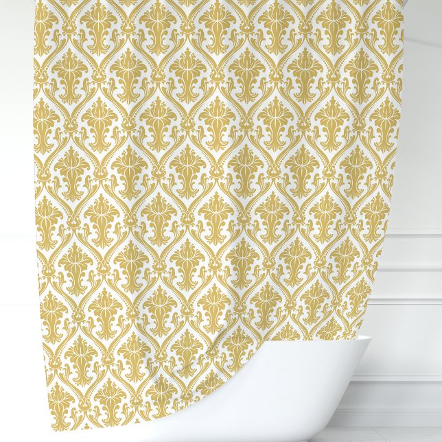 Gold und White Damask Duschvorhang (Von Creator hochgeladen)