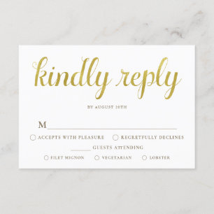Gold und White Jubiläum RSVP Card mit Mahlzeiten Einladung