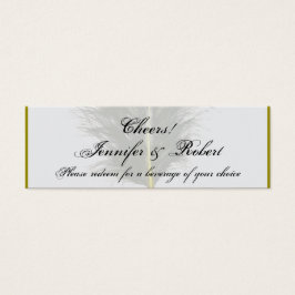 Gold und White Marabou Feather Wedding Drink Ticke