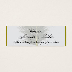 Gold und White Marabou Feather Wedding Drink Ticke