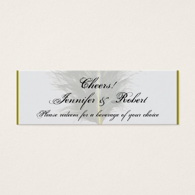Gold und White Marabou Feather Wedding Drink Ticke (Vorderseite)