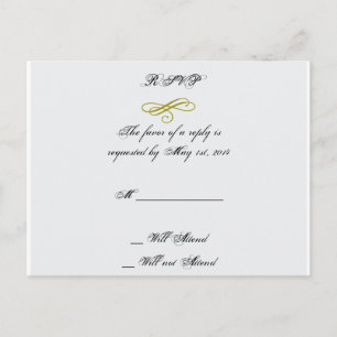 Gold und White Marabou Feather Wedding RSVP Einladungspostkarte