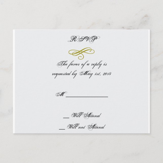 Gold und White Marabou Feather Wedding RSVP Einladungspostkarte (Vorderseite)