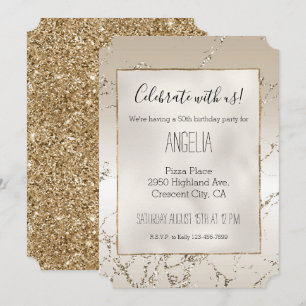 Gold und White Ombre Marble Glitz Einladung