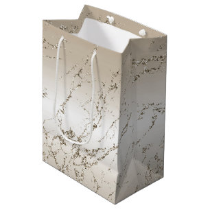 Gold und White Ombre Marble Glitz Mittlere Geschenktüte