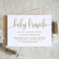 Gold und White Pretty Calligraphy Baby Brunch