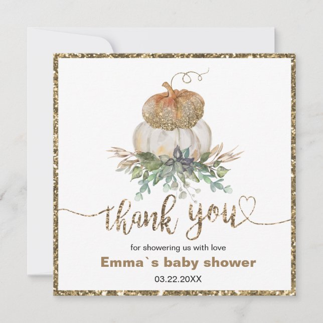 Gold und White Pumpkins Fall danke (Vorderseite)