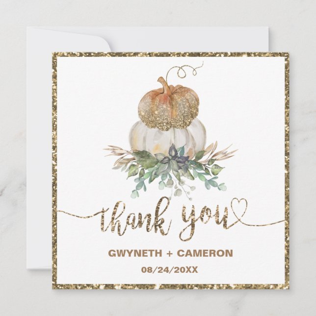 Gold und White Pumpkins Fall danke (Vorderseite)