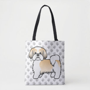 Gold und White Shih Tzu Cartoon Dog & Paws