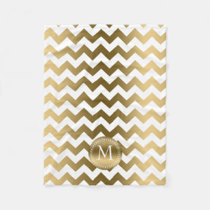 Gold und White Zigzag Zickzack Fleecedecke
