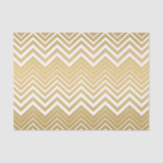 Gold und White Zigzag Zickzack Seidenpapier (Vorderseite)