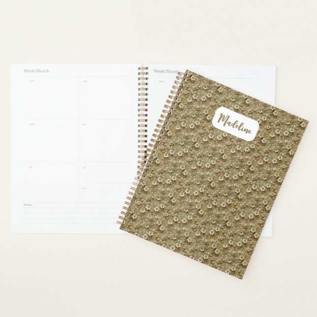 Gold Undated Floral Planner Book Planer (Anzeige)