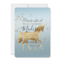 Gold Unicorn Aqua Ombre Geburtstag