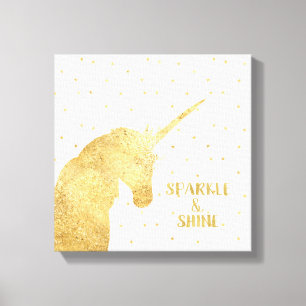 Gold Unicorn Stars Sparkle und Shine Leinwanddruck