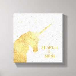 Gold Unicorn Stars Sparkle und Shine Leinwanddruck