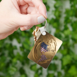 Gold United Staaten Karte #4 Schlüsselanhänger