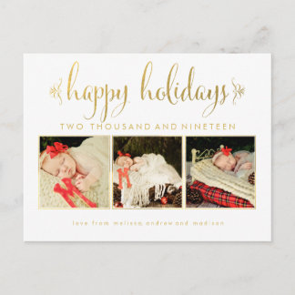 Gold Unsere Babys 1. Weihnachtsrahmen Foto Postcar Postkarte